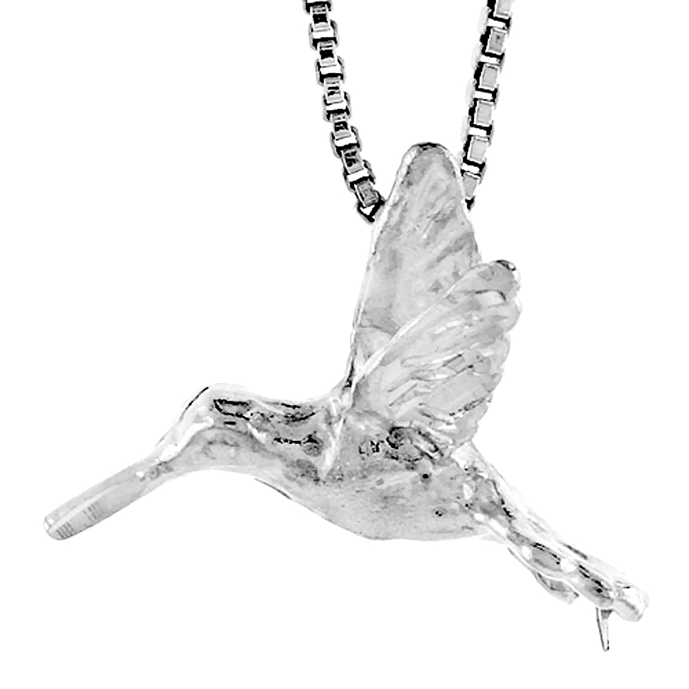 Sterling Silver Hummingbird Pendant, 5/8 inch