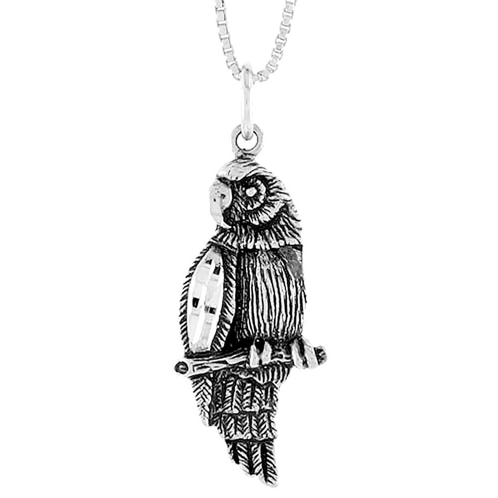 Sterling Silver Parrot Pendant, 1 1/8 inch tall