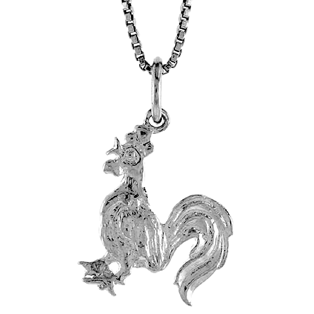 Sterling Silver Rooster Pendant, 3/4 inch Tall