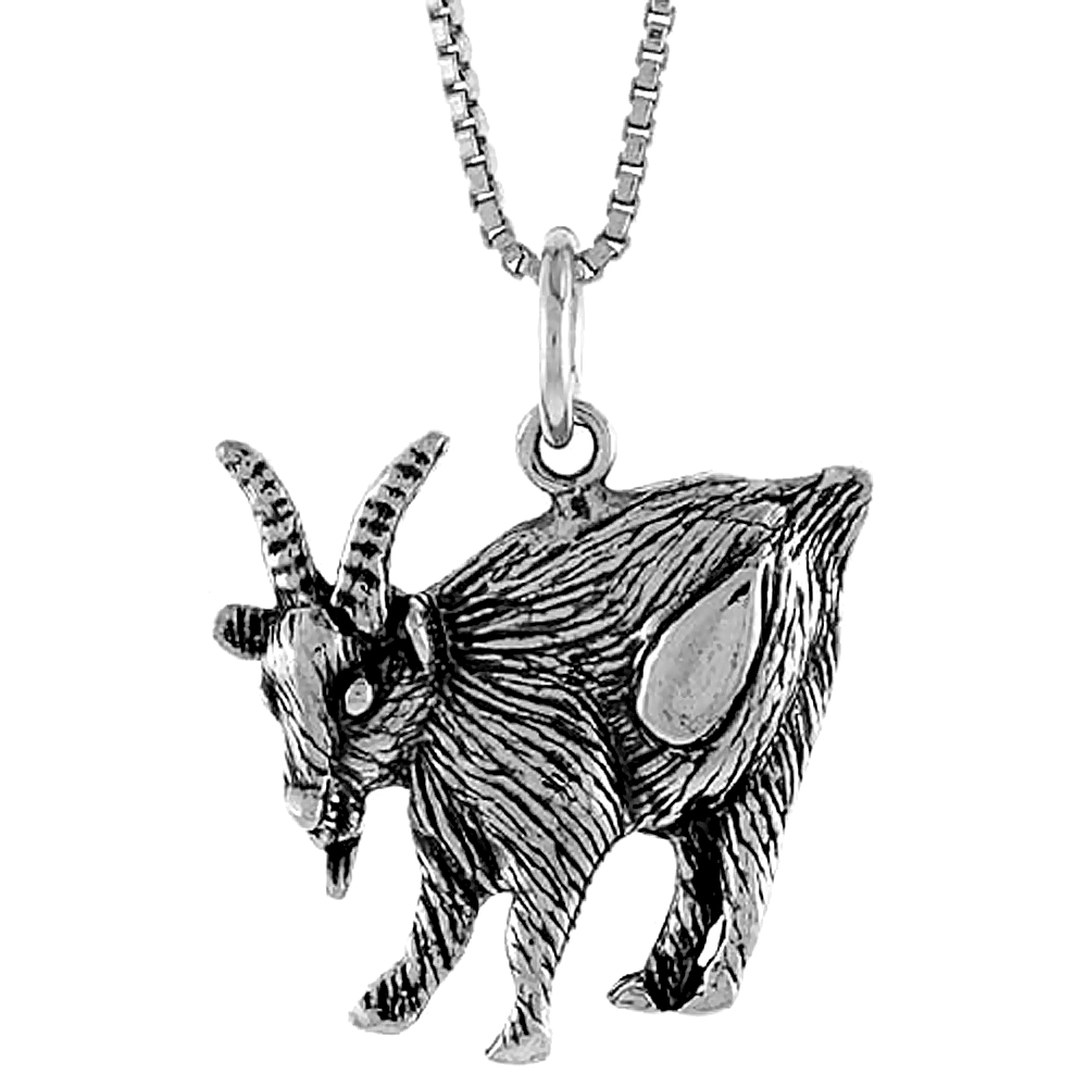 Sterling Silver Goat Pendant, 1 inch tall
