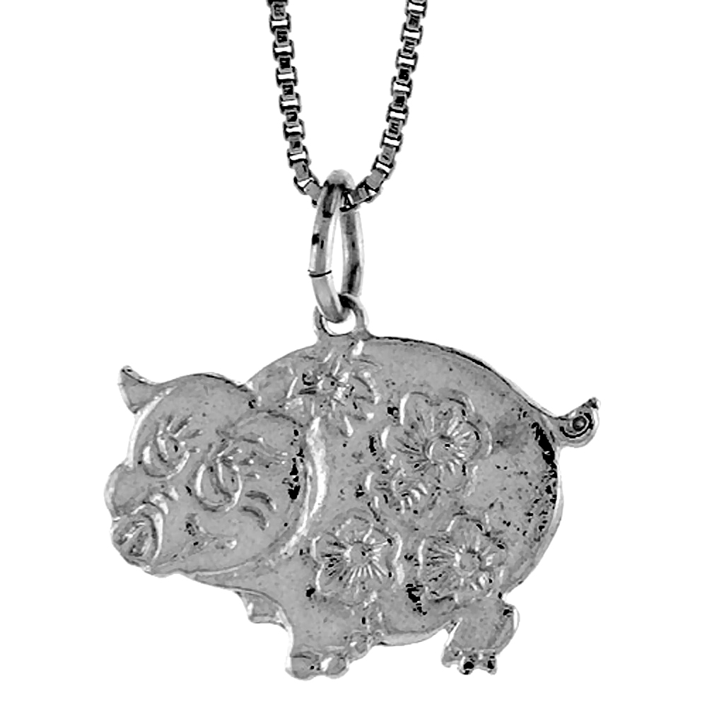 Sterling Silver Pig Pendant, 5/8 inch