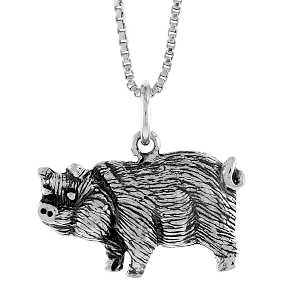 Sterling Silver Pig Pendant, 1/2 inch