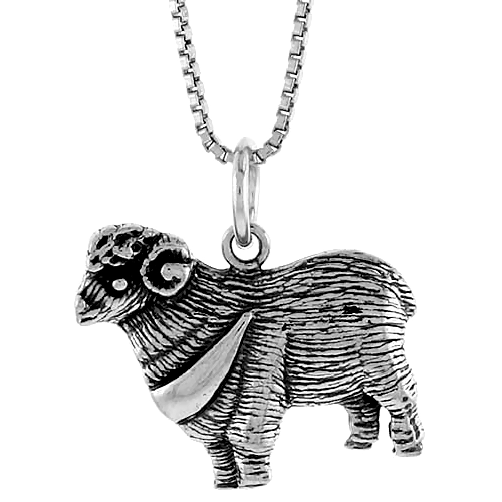 Sterling Silver Sheep Pendant, 5/8 inch