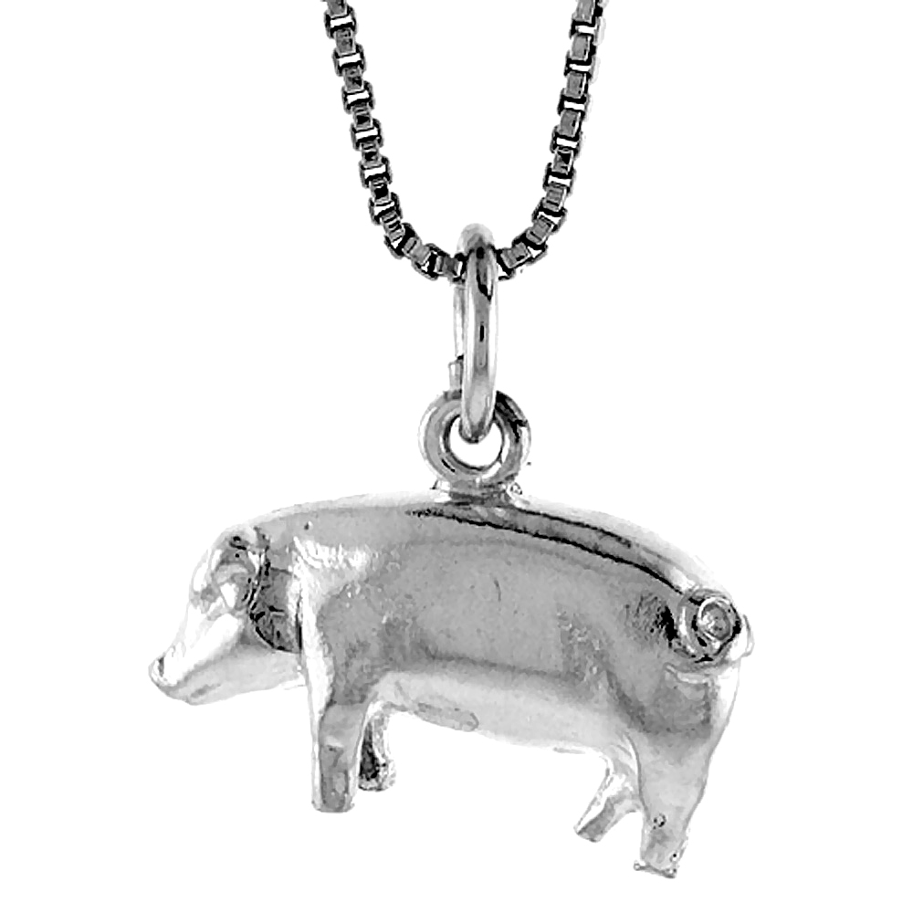 Sterling Silver Pig Pendant, 1/2 inch