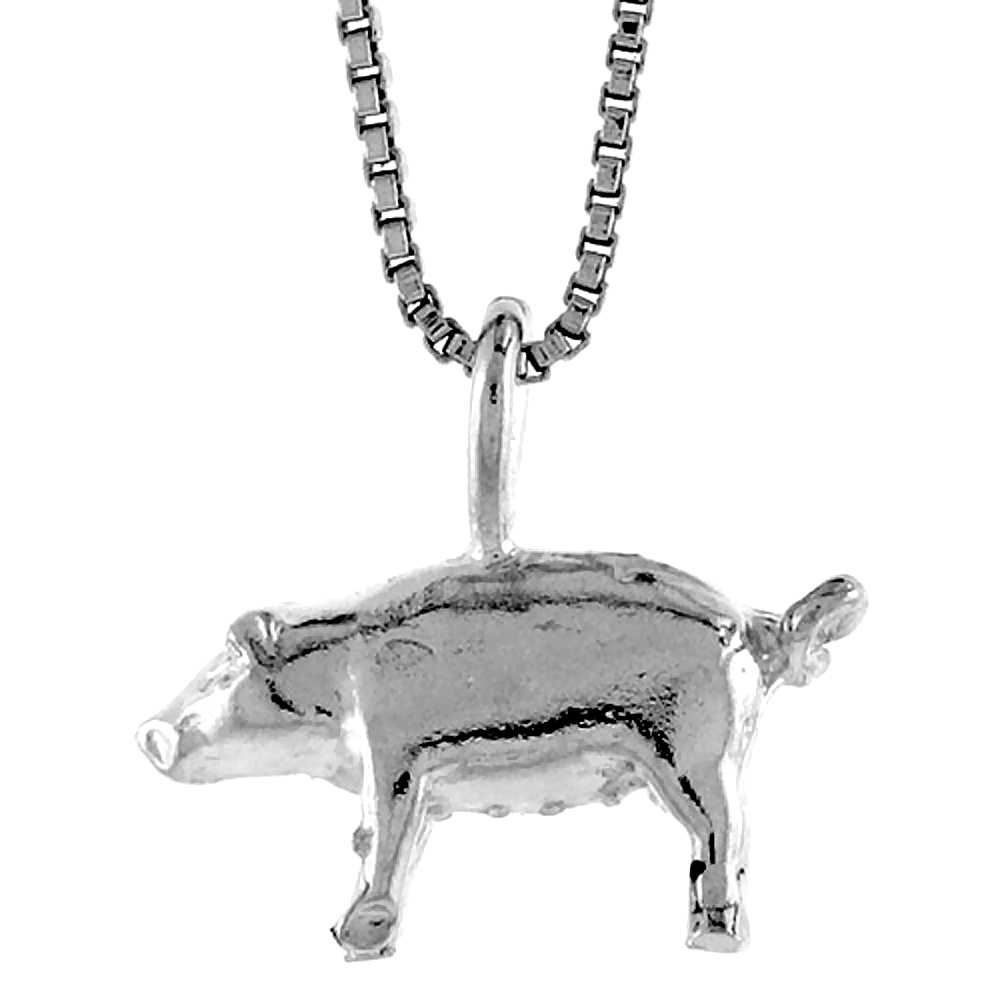 Sterling Silver Pig Pendant, 3/8 inch