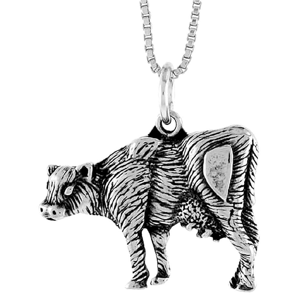 Sterling Silver Cow Pendant, 5/8 inch