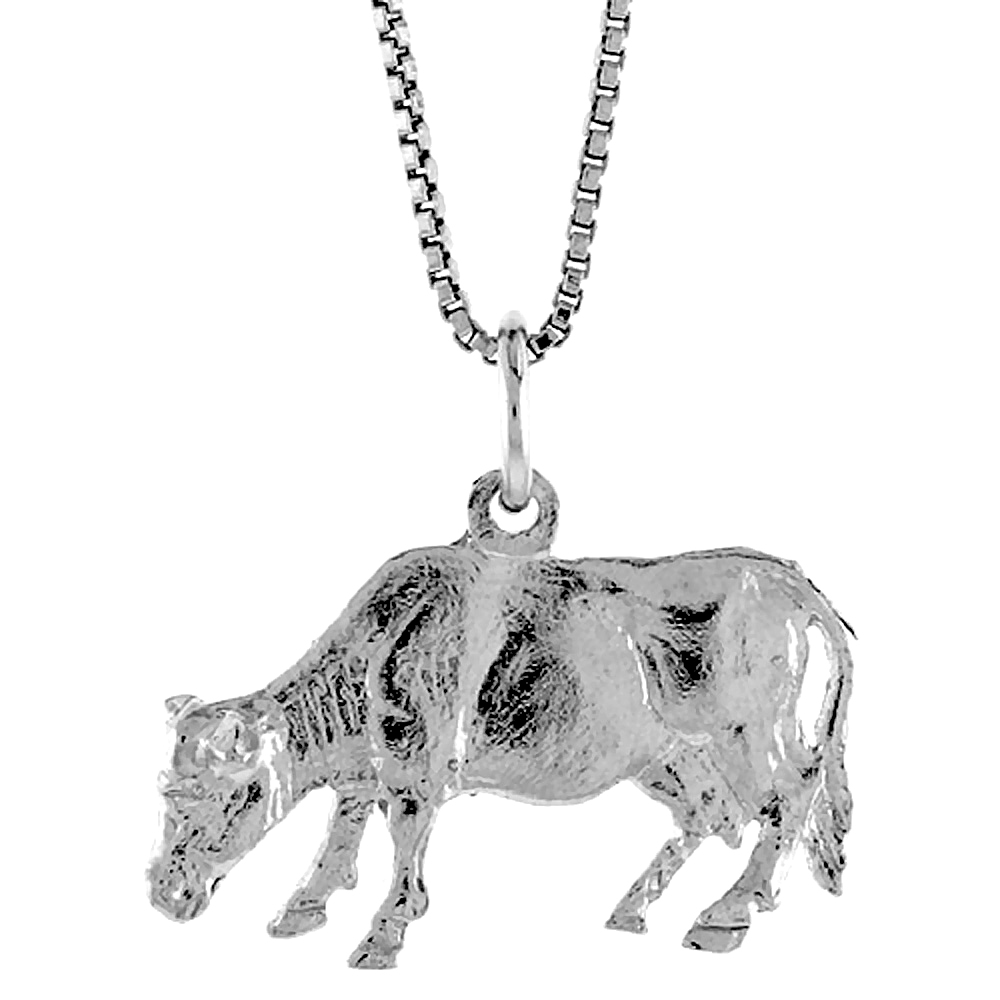 Sterling Silver Cow Pendant, 1/2 inch