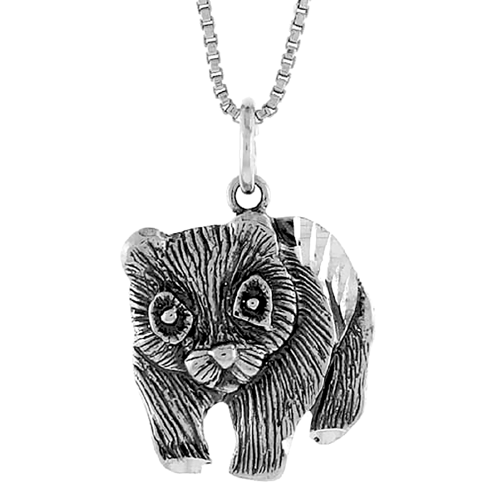 Sterling Silver Panda Bear Pendant, 3/4 inch