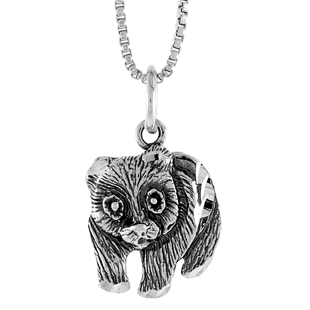 Sterling Silver Panda Bear Pendant, 1/2 inch