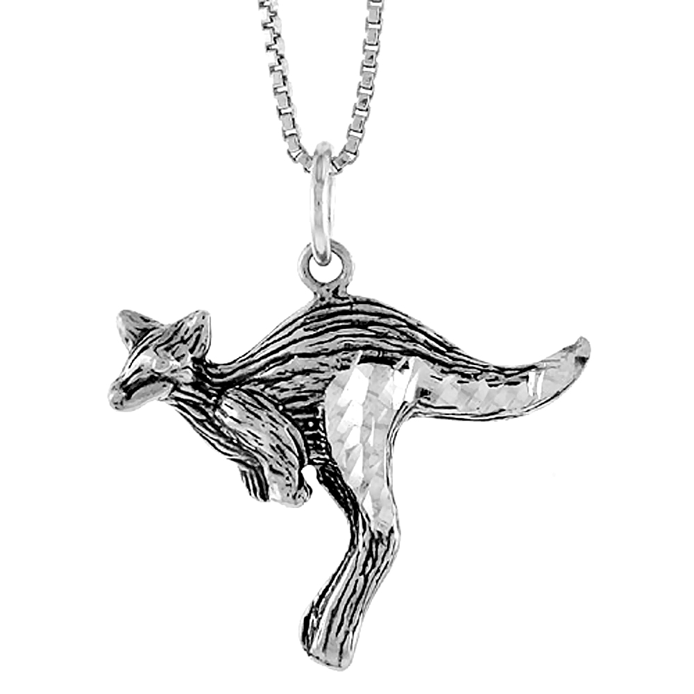 Sterling Silver Kangaroo Pendant, 3/4 inch