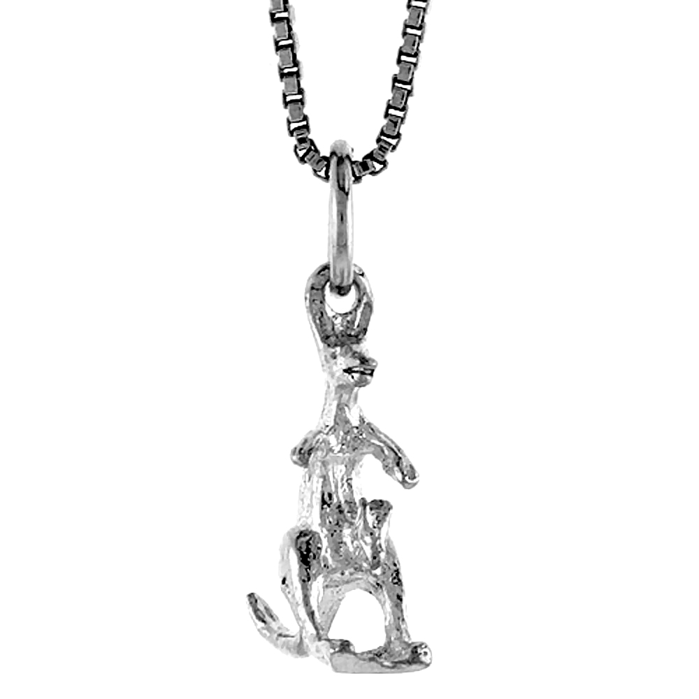Sterling Silver Kangaroo Pendant, 3/4 inch