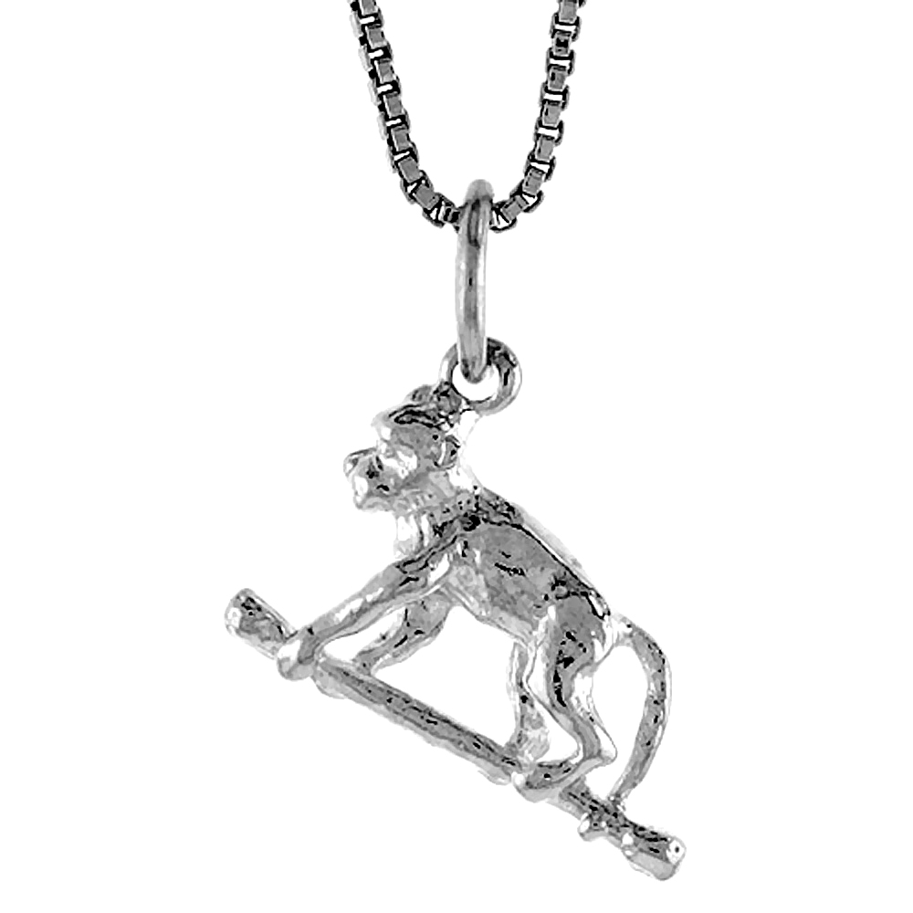Sterling Silver Monkey Pendant, 1/2 inch