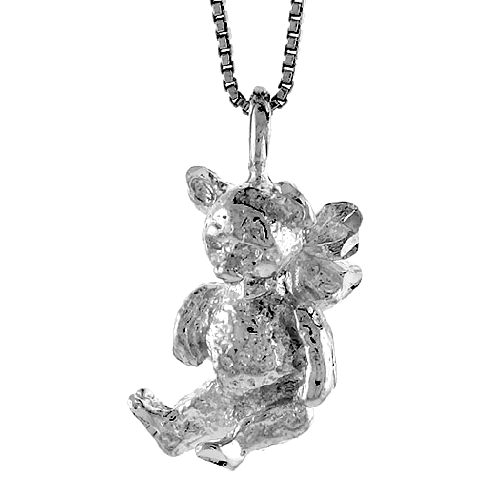 Sterling Silver Teddy Bear Pendant, 3/4 inch