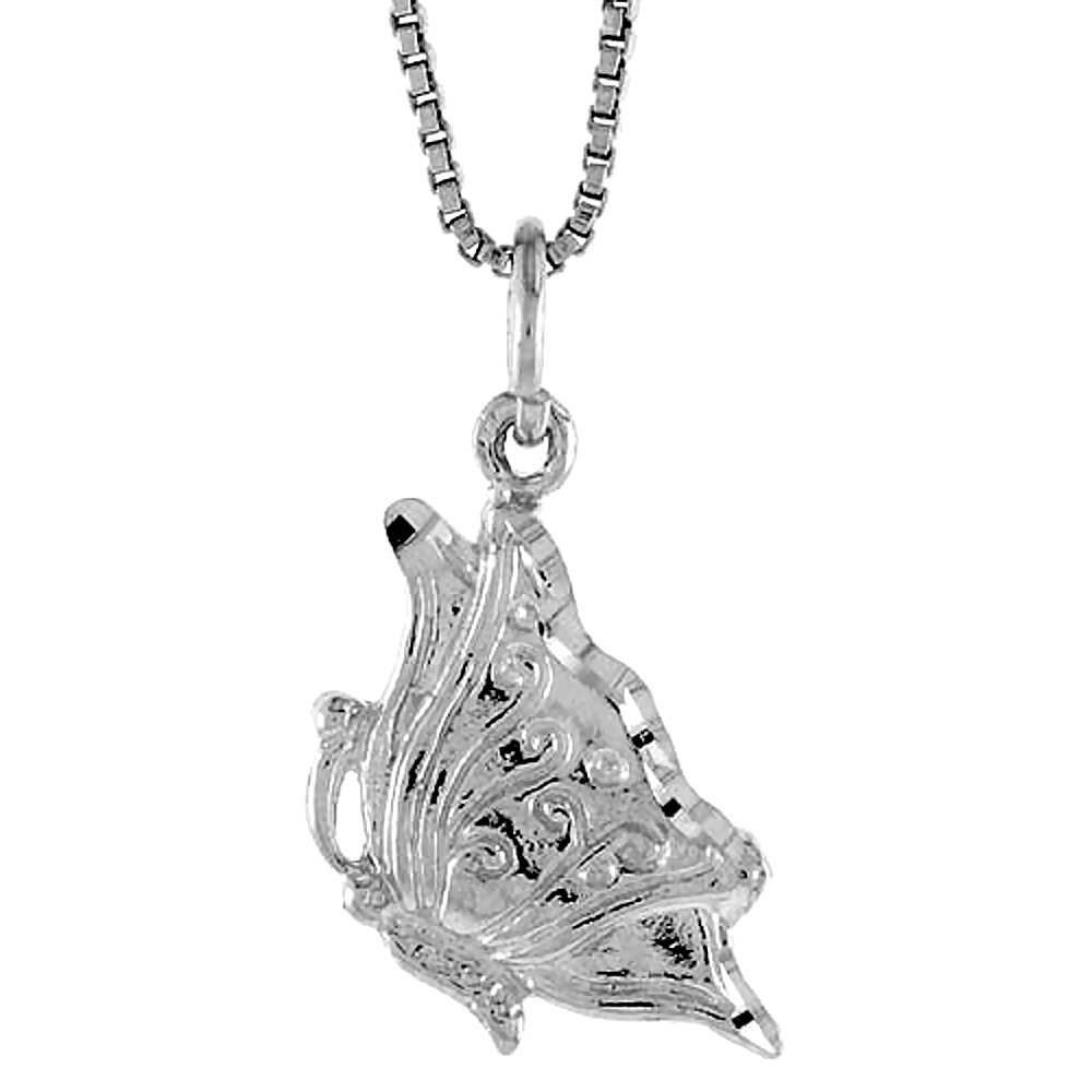 Sterling Silver Butterfly Pendant, 5/8 inch