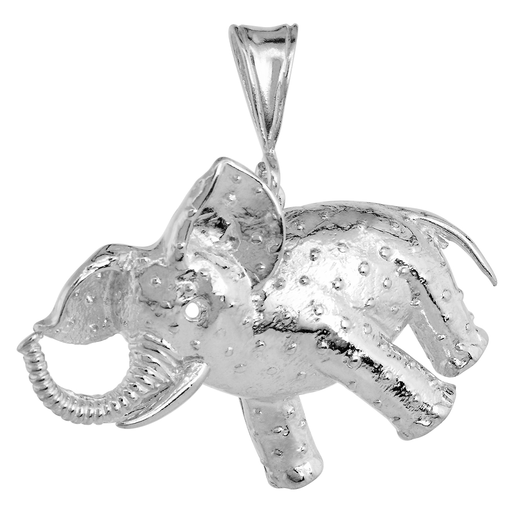 Sterling Silver Large Elephant Pendant, 1 1/8 inch