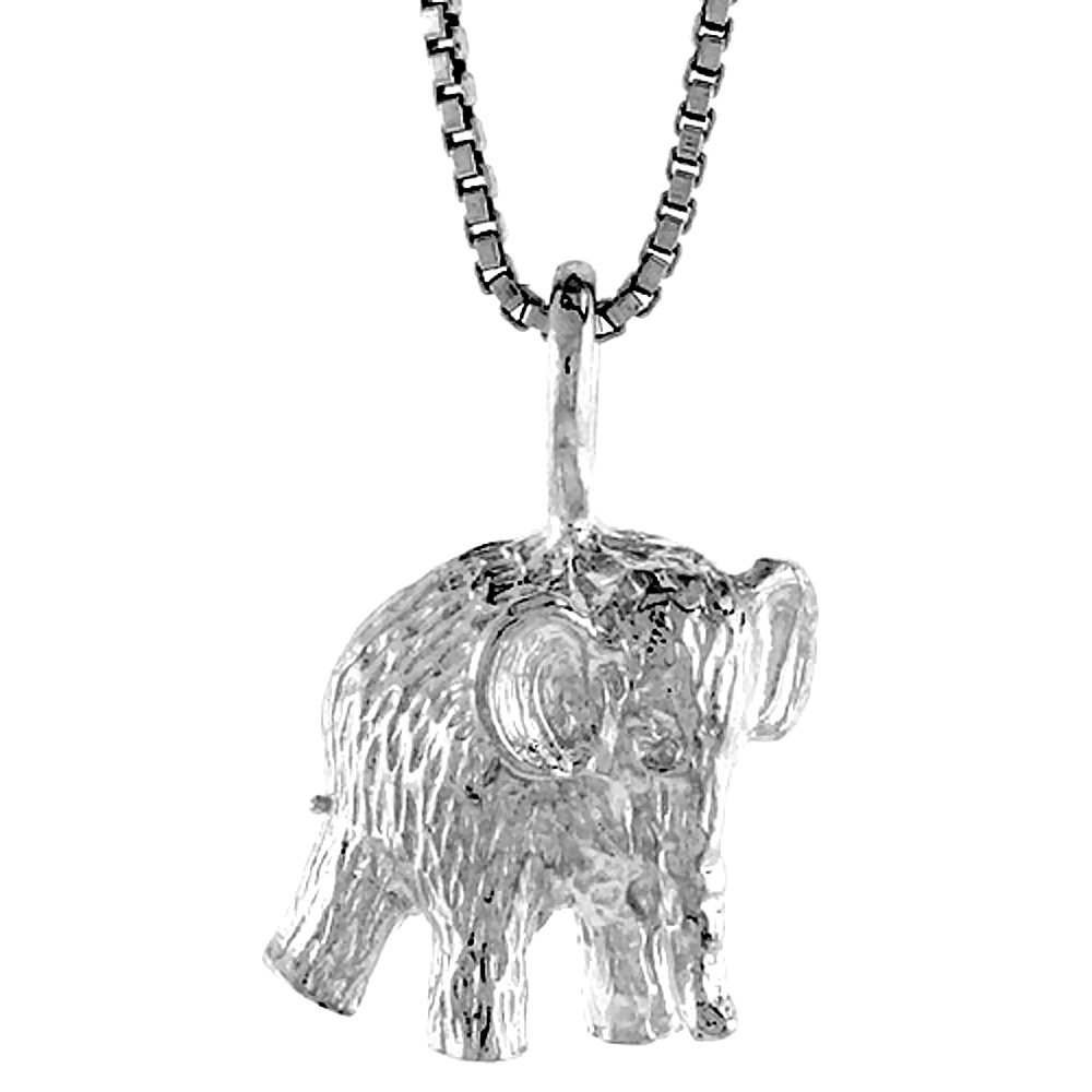 Sterling Silver Elephant Pendant, 1/2 inch