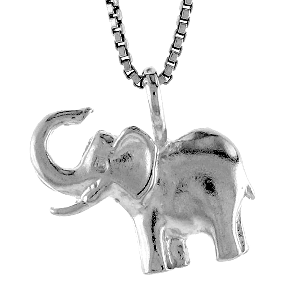 Sterling Silver Small Elephant Pendant, 1/2 inch