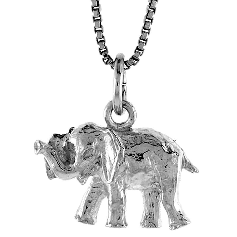 Sterling Silver Small Elephant Pendant, 1/2 inch