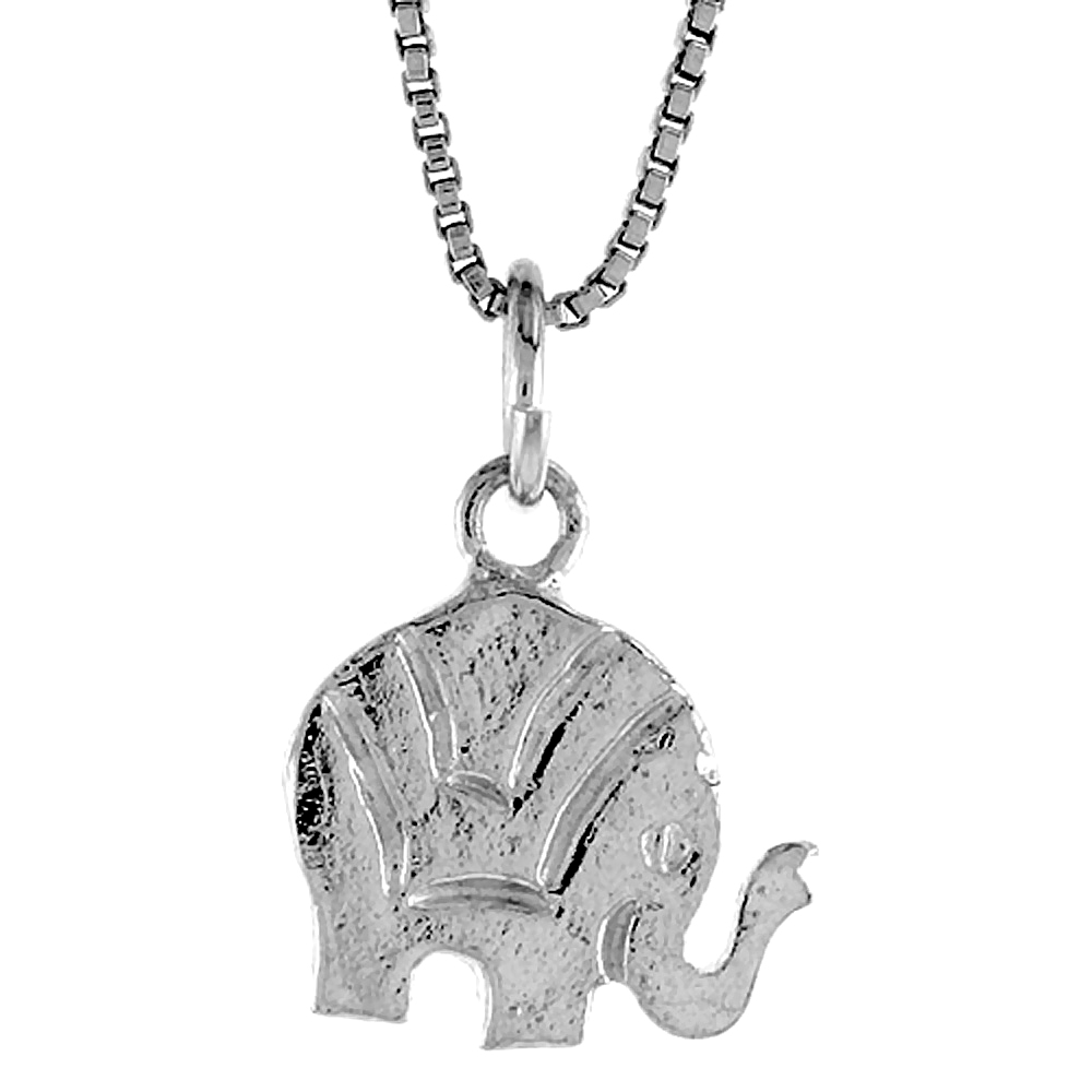Sterling Silver Small Elephant Pendant, 1/2 inch