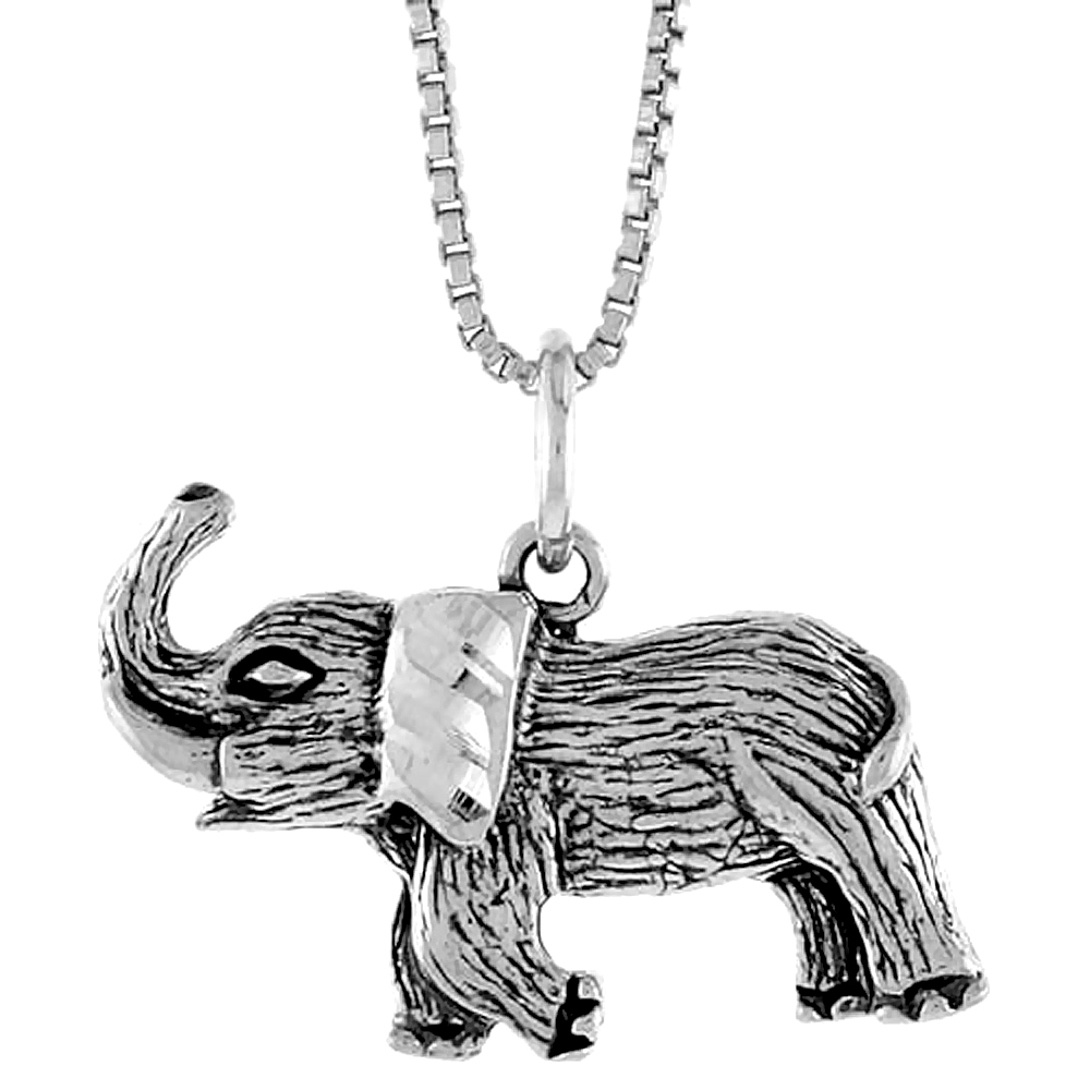 Sterling Silver Elephant Pendant, 1/2 inch