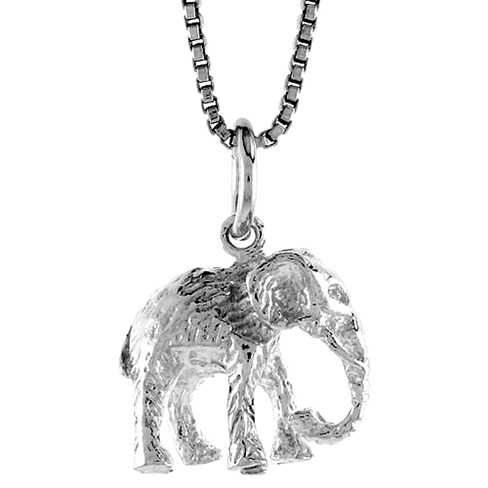 Sterling Silver Elephant Pendant, 1/2 inch