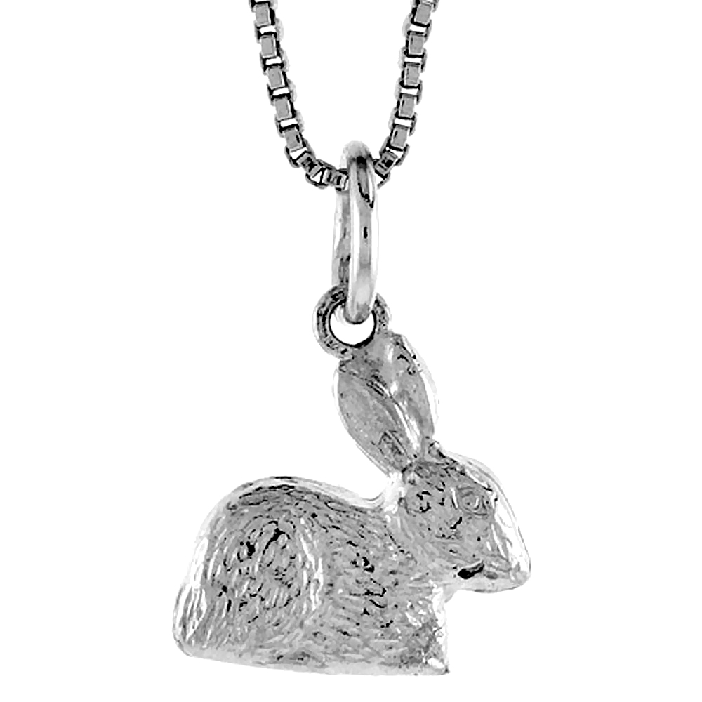 Sterling Silver Teeny Rabbit Pendant, 1/2 inch