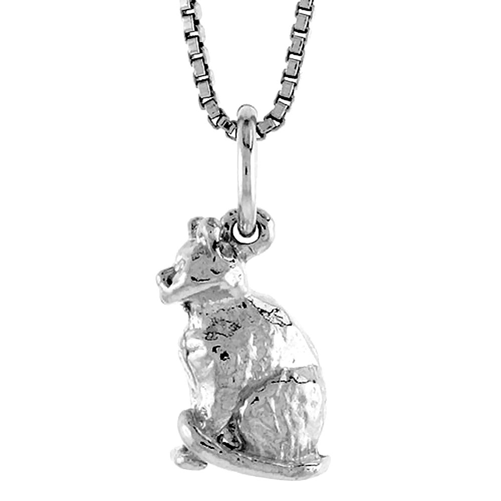 Sterling Silver Small Cat Pendant, 1/2 inch Tall