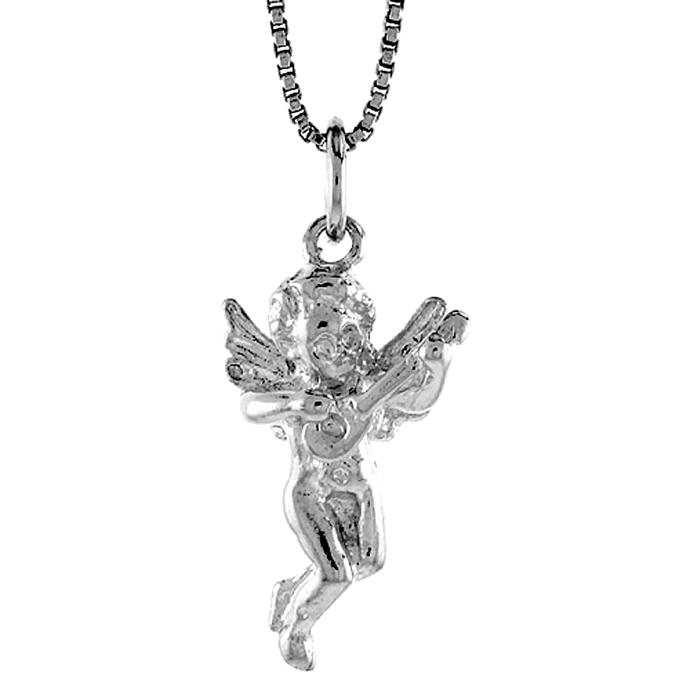 Sterling Silver Cherub Pendant, 7/8 inch Tall