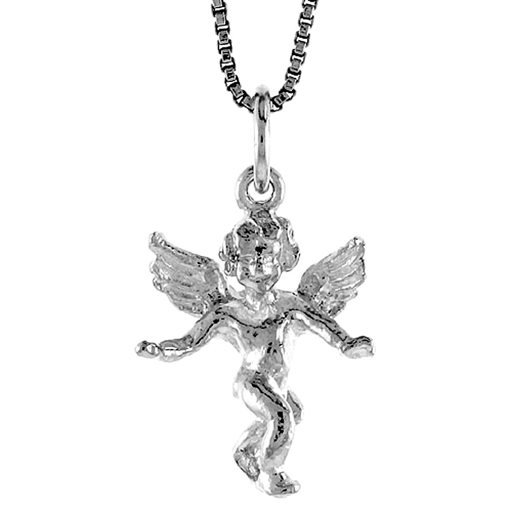 Sterling Silver Cherub Pendant, 5/8 inch Tall