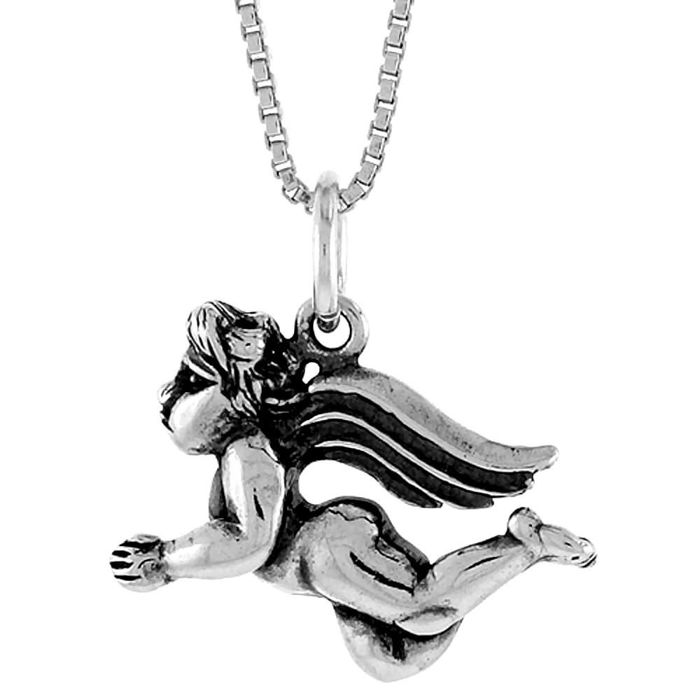 Sterling Silver Angel Pendant, 1/2 inch Tall