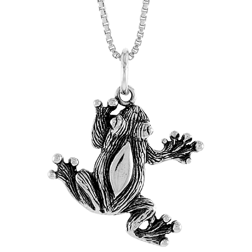 Sterling Silver Frog Pendant, 3/4 inch Tall