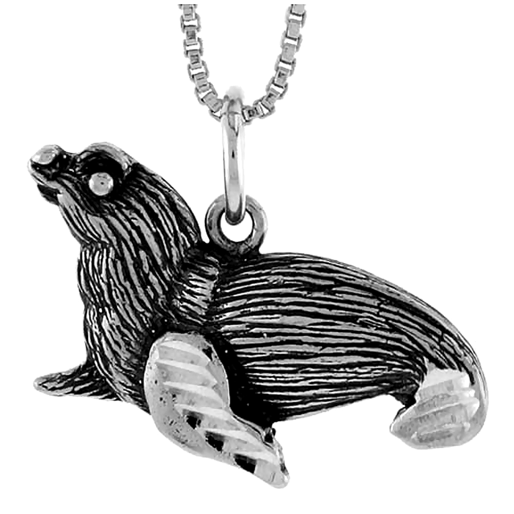 Sterling Silver Seal Pendant, 3/4 inch Tall