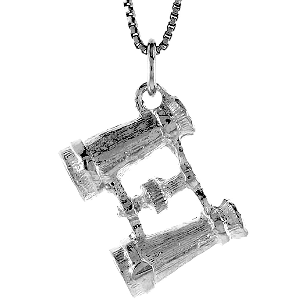 Sterling Silver Binoculars Pendant, 3/4 inch Tall