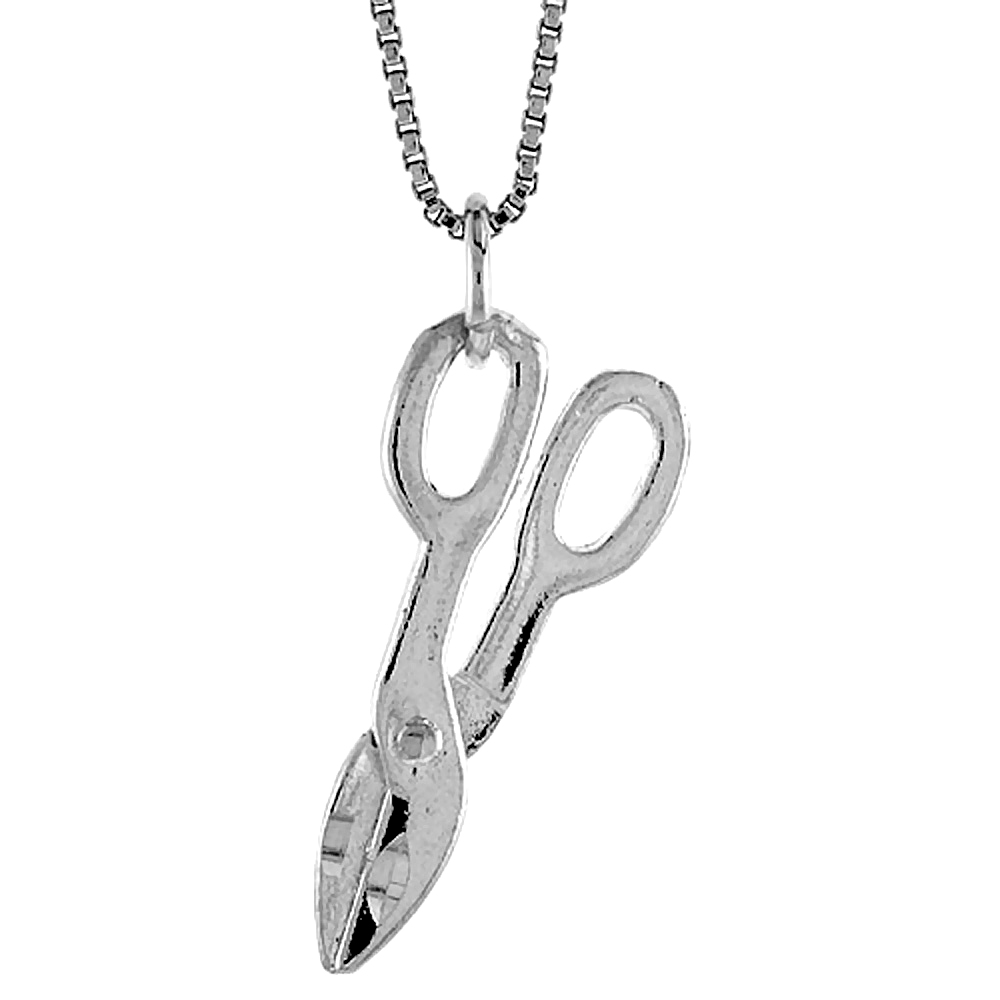 Sterling Silver Metal Scissor Pendant, 1 inch Tall