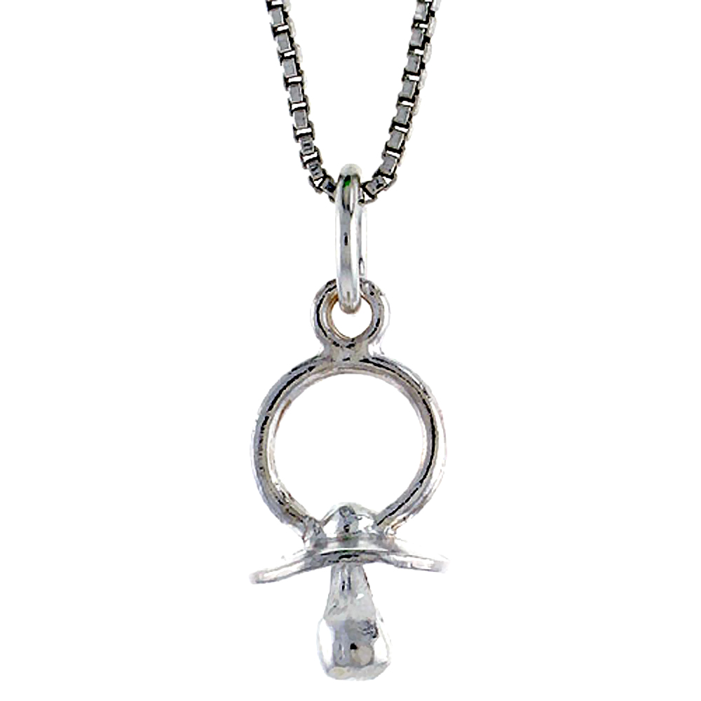 Sterling Silver Pacifier Pendant, 1/2 inch Tall