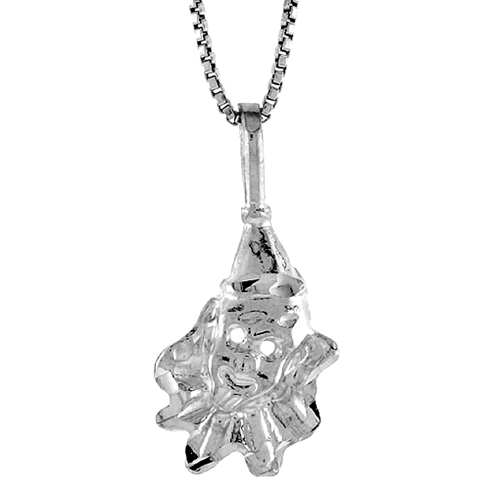 Sterling Silver Clown Pendant, 3/4 inch Tall