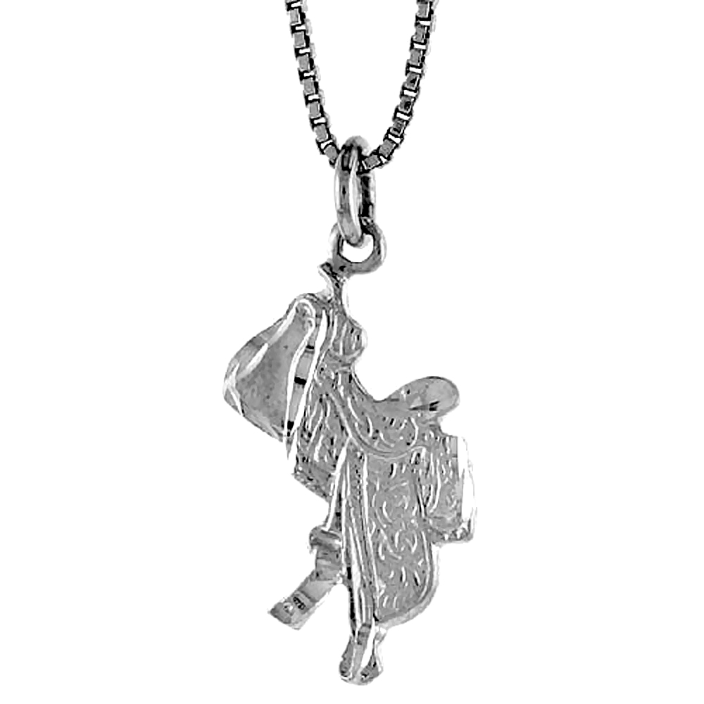 Sterling Silver Saddle Pendant, 3/4 inch Tall