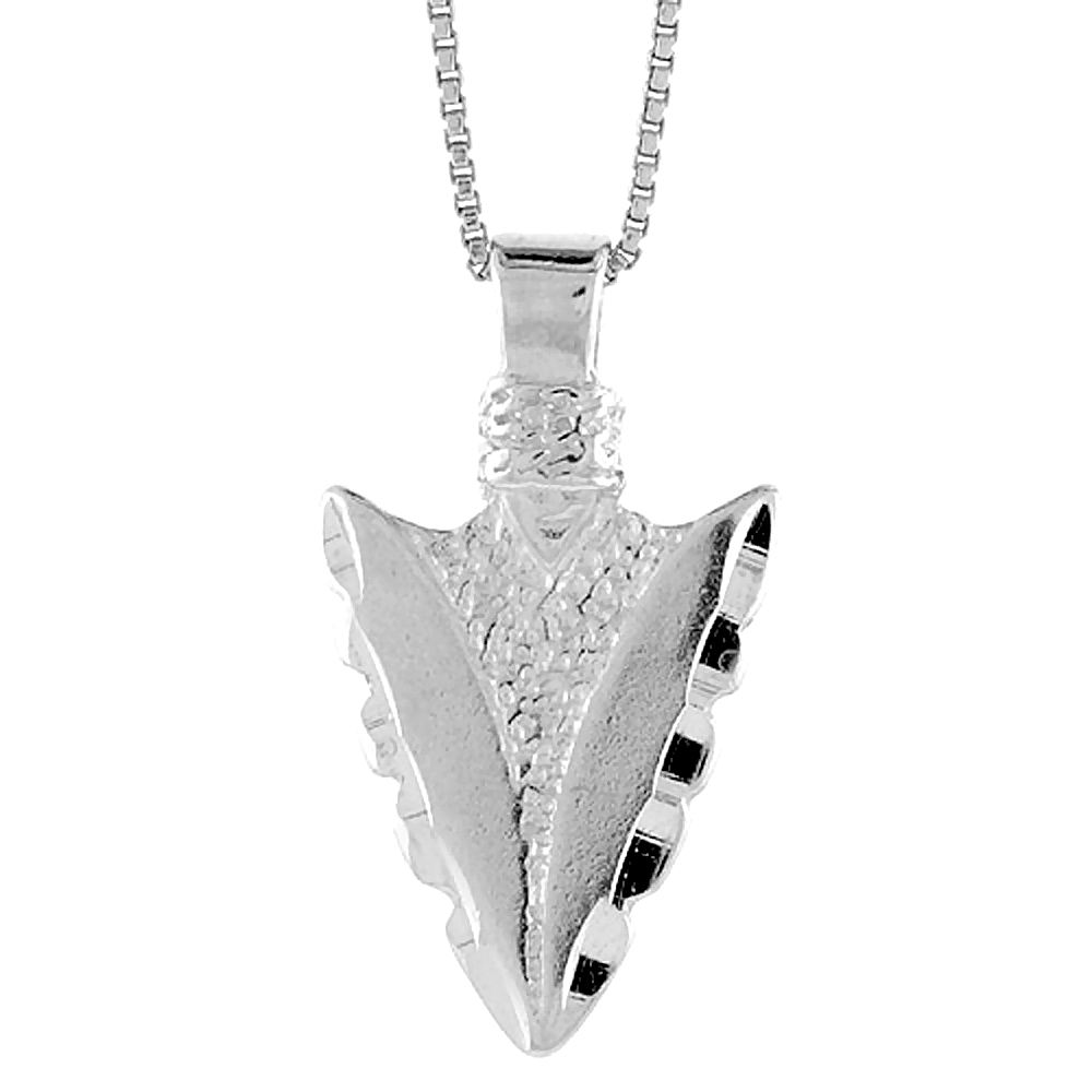 Sterling Silver Arrowhead Pendant, 1 inch Tall