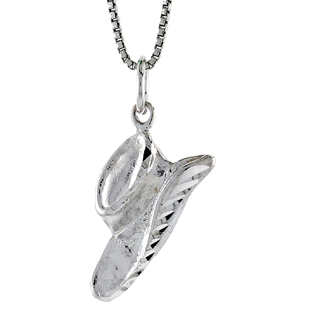Sterling Silver Cowboy Hat Pendant 3/4 inch Tall,