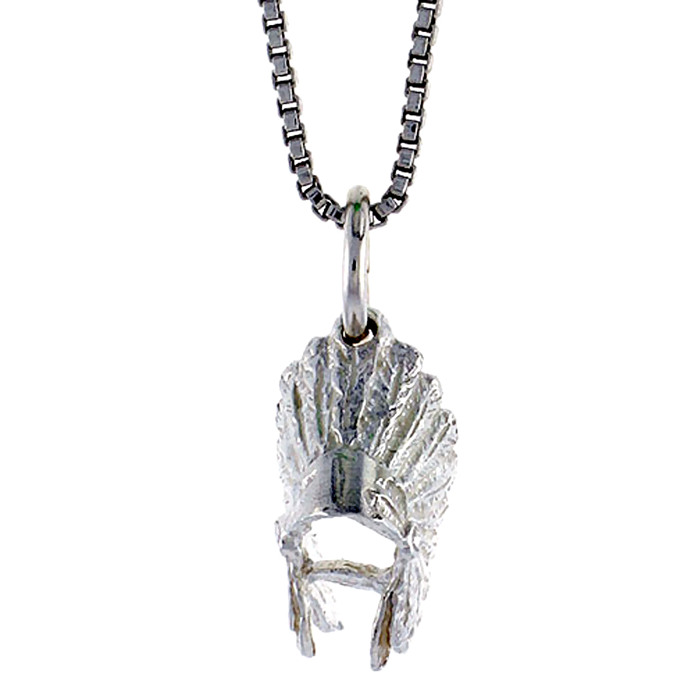 Sterling Silver Indian Bonnet Pendant, 1/2 inch Tall