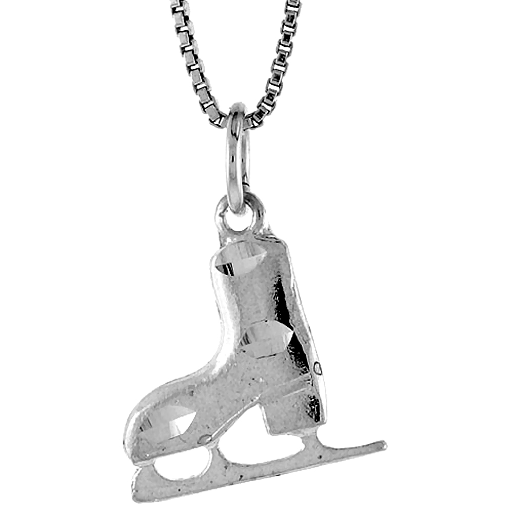 Sterling Silver Men's Ice Skate Shoe Pendant, 5/8 inch Tall