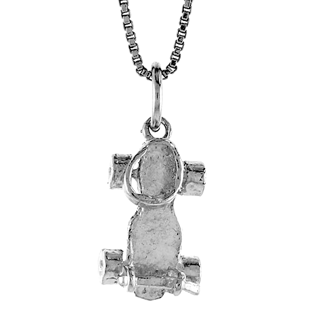 Sterling Silver Roller Skates Pendant, 5/8 inch Tall