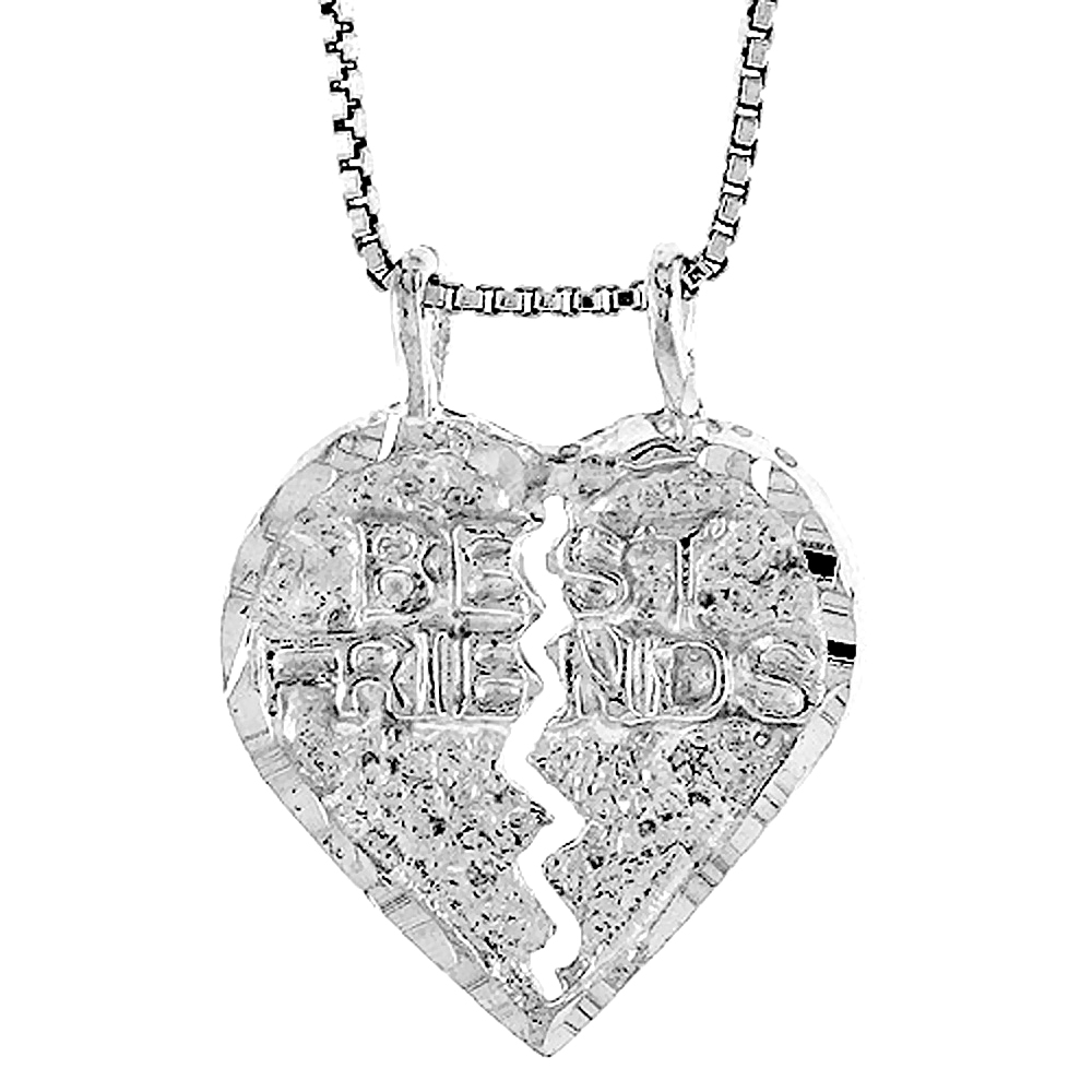 Sterling Silver Best Friend Pendant, 5/8 inch Tall