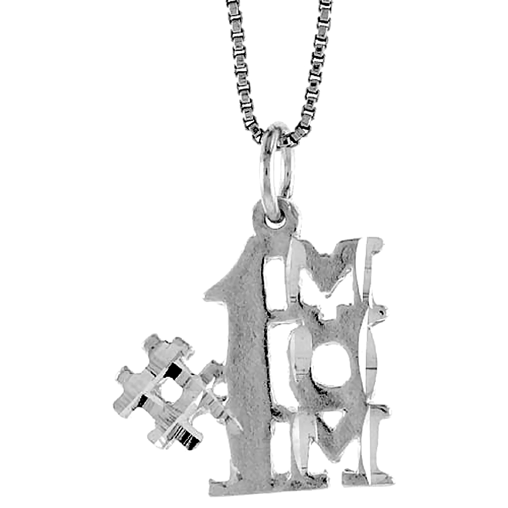 Sterling Silver #1 Mom Talking Pendant, 3/4 inch Tall