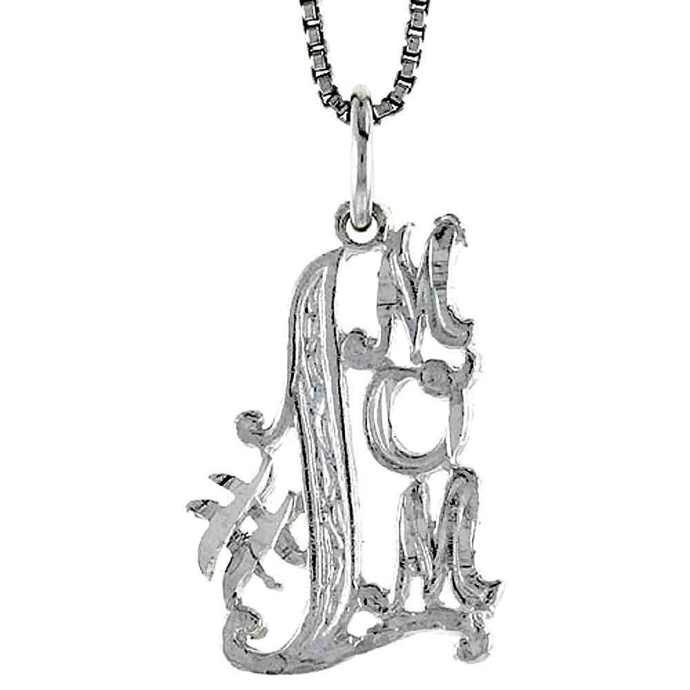 Sterling Silver #1 Mom Talking Pendant, 3/4 inch Tall