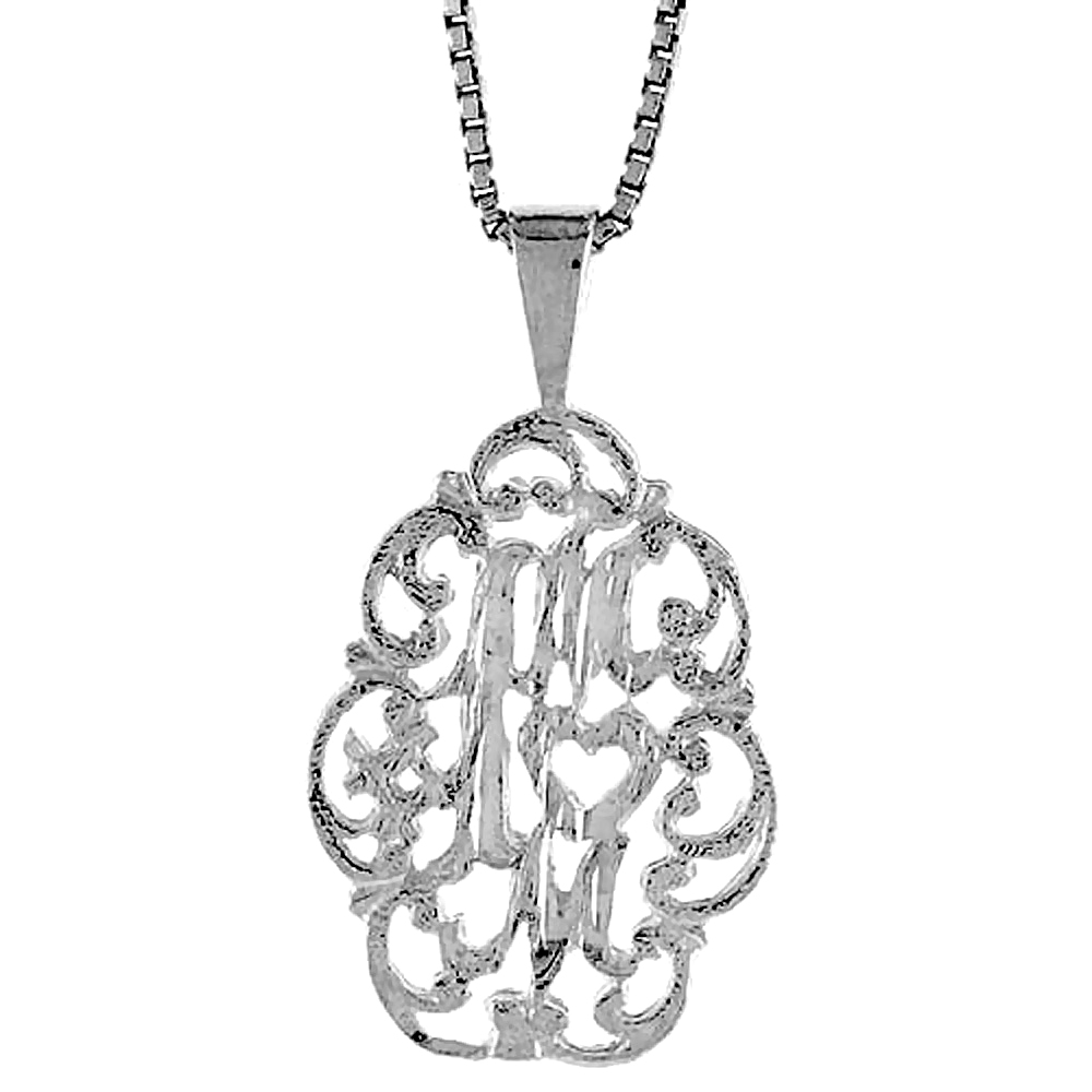 Sterling Silver #1 Mom Talking Pendant, 3/4 inch Tall