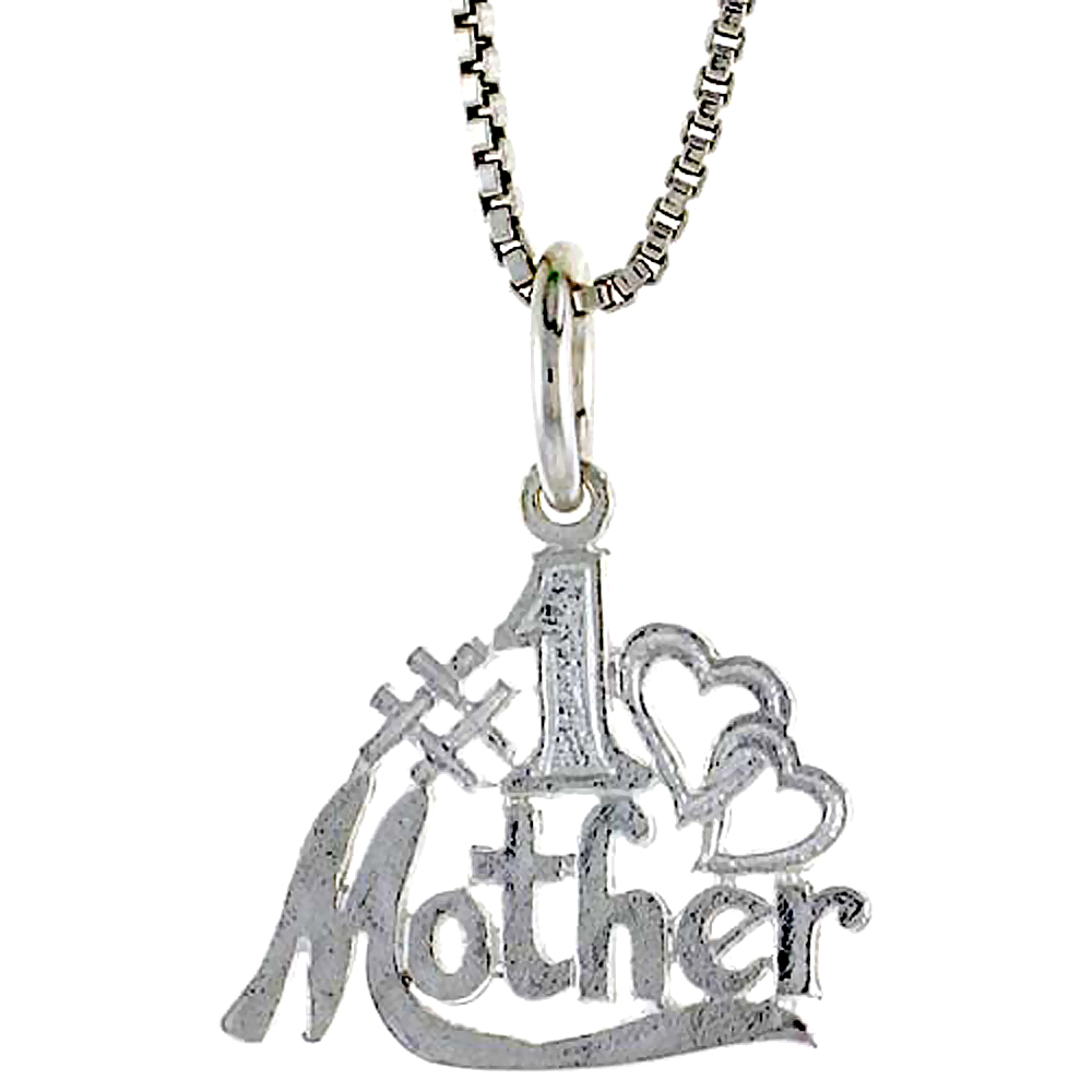 Sterling Silver #1 Mom Talking Pendant, 1/2 inch Tall
