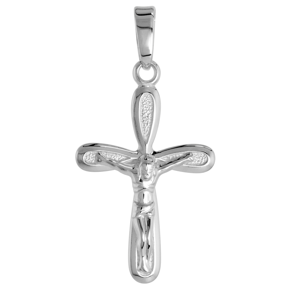 Sterling Silver Small Everlasting cross Crucifix Pendant Solid Back High Polished, 11/16 inch wide