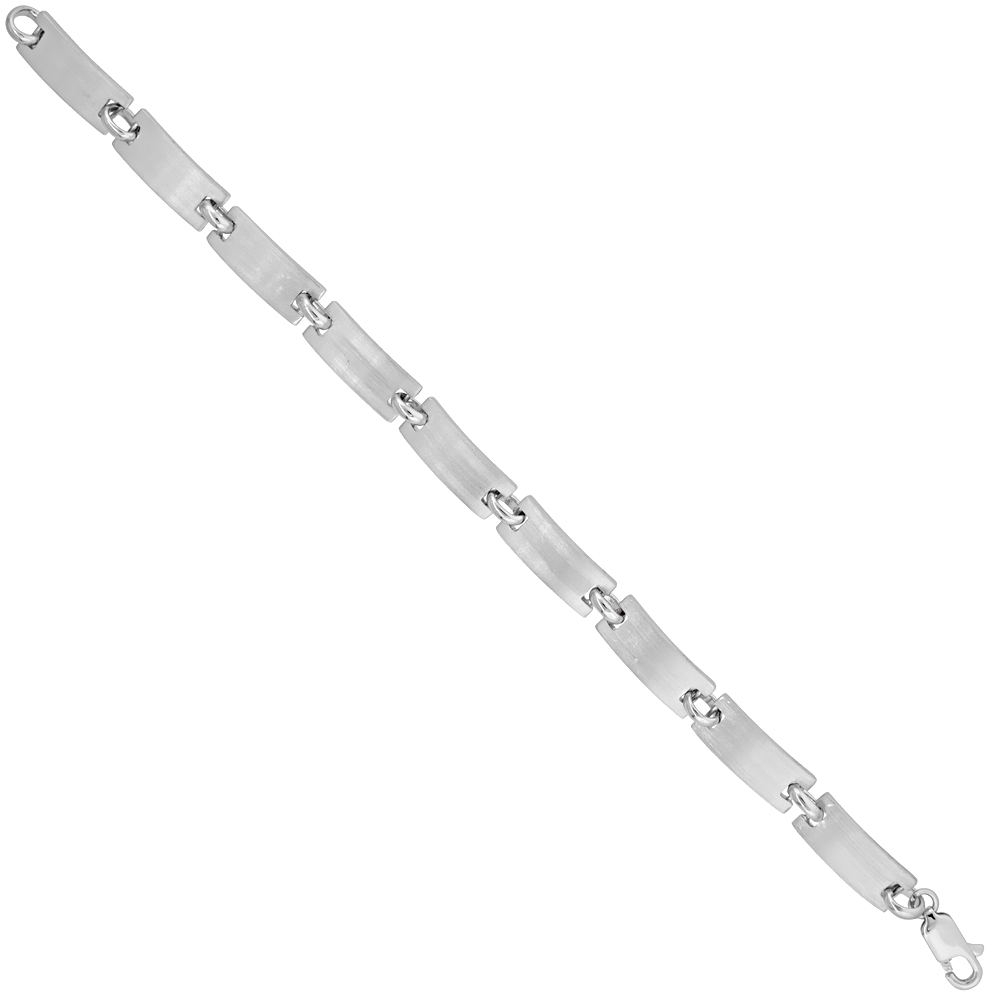  Sterling Silver Elongated Bar Link Bracelet 1/4 inch wide, 7, 7.5, 16 & 18 inches long