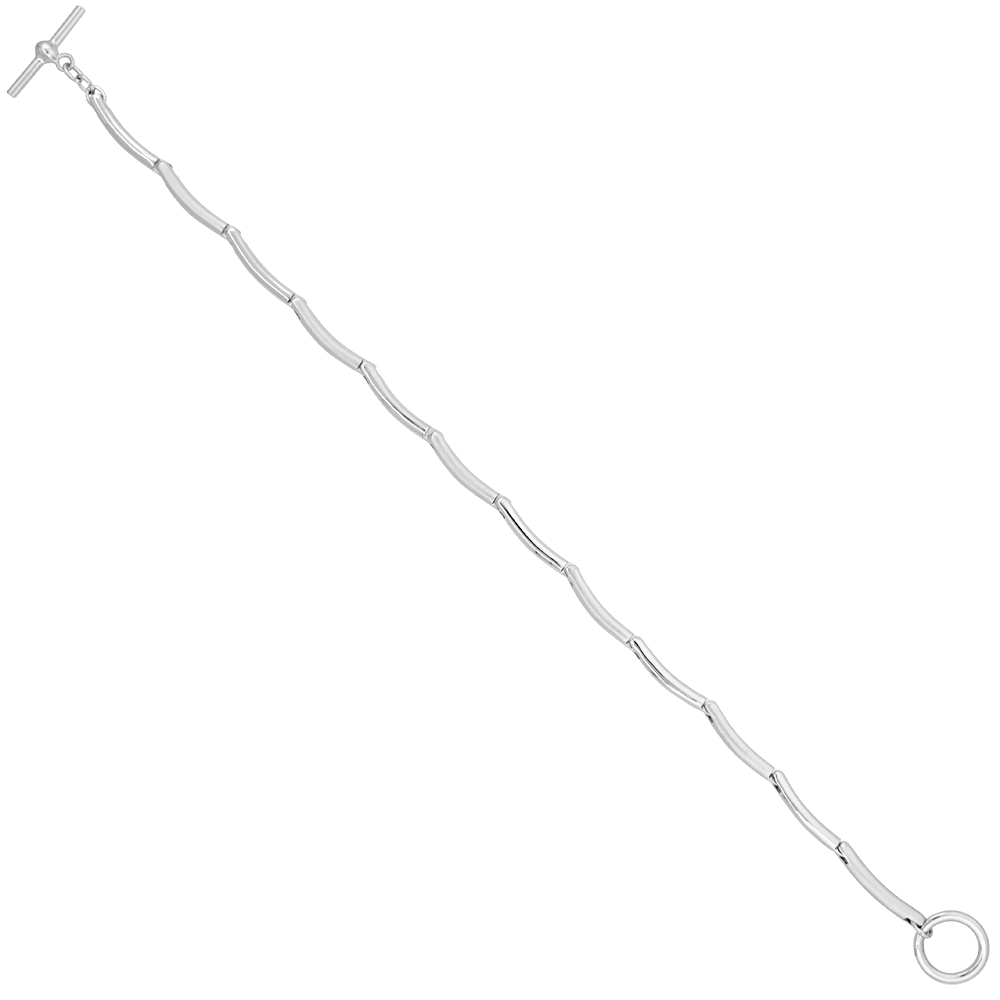 Sterling Silver Thin Bar Link Bracelet Combo Finish 1/8 inch wide, 7 & 8.5 inches long